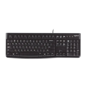 Logitech K120 USB Wired Keyboard – Full Size with Curved Space Bar Logitech K120 Spill-Resistant Full-Size Keyboard for Desktop and Laptop Plug-and-Play Logitech K120 Wired Keyboard Compatible with Windows and Mac Black Logitech K120 USB Keyboard with Quiet Typing Keys